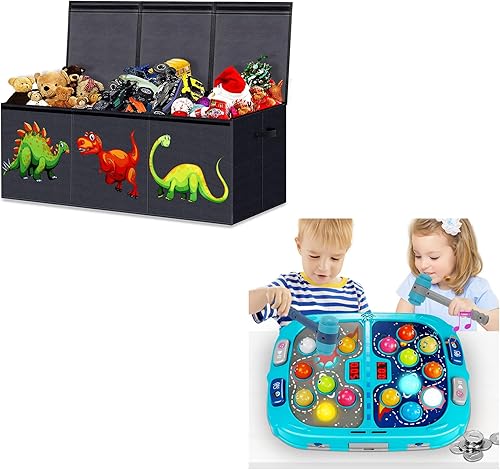 ANNKIE Juego interactivo Whack A Mole y caja de almacenamiento de juguetes grande