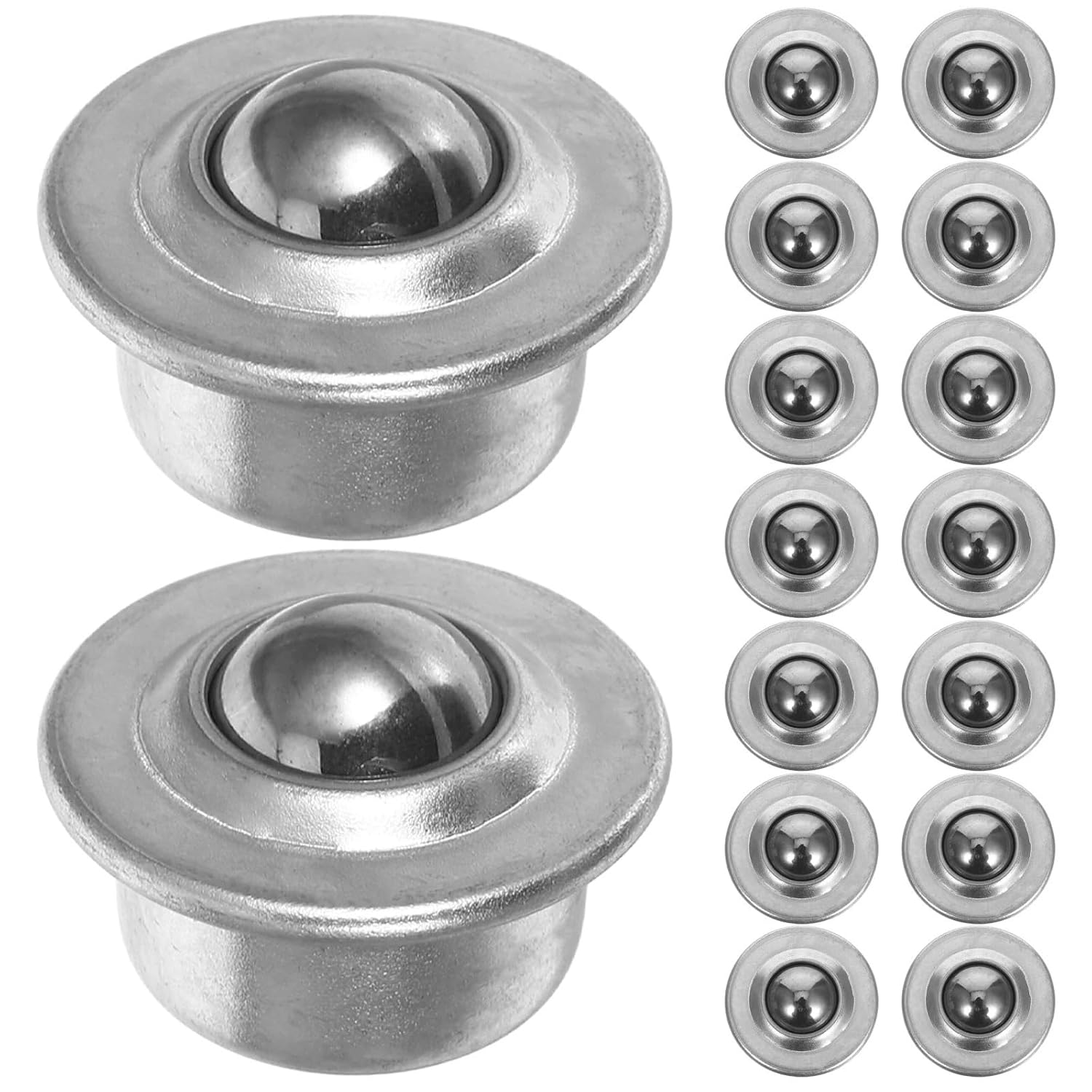 Roller Transfer Bearing 32Pcs Carbon Steel Ball Bearings Roller Swivel Low Profile Casters Rotatable Small Wheel Castor for Furniture Conveyor Transmission