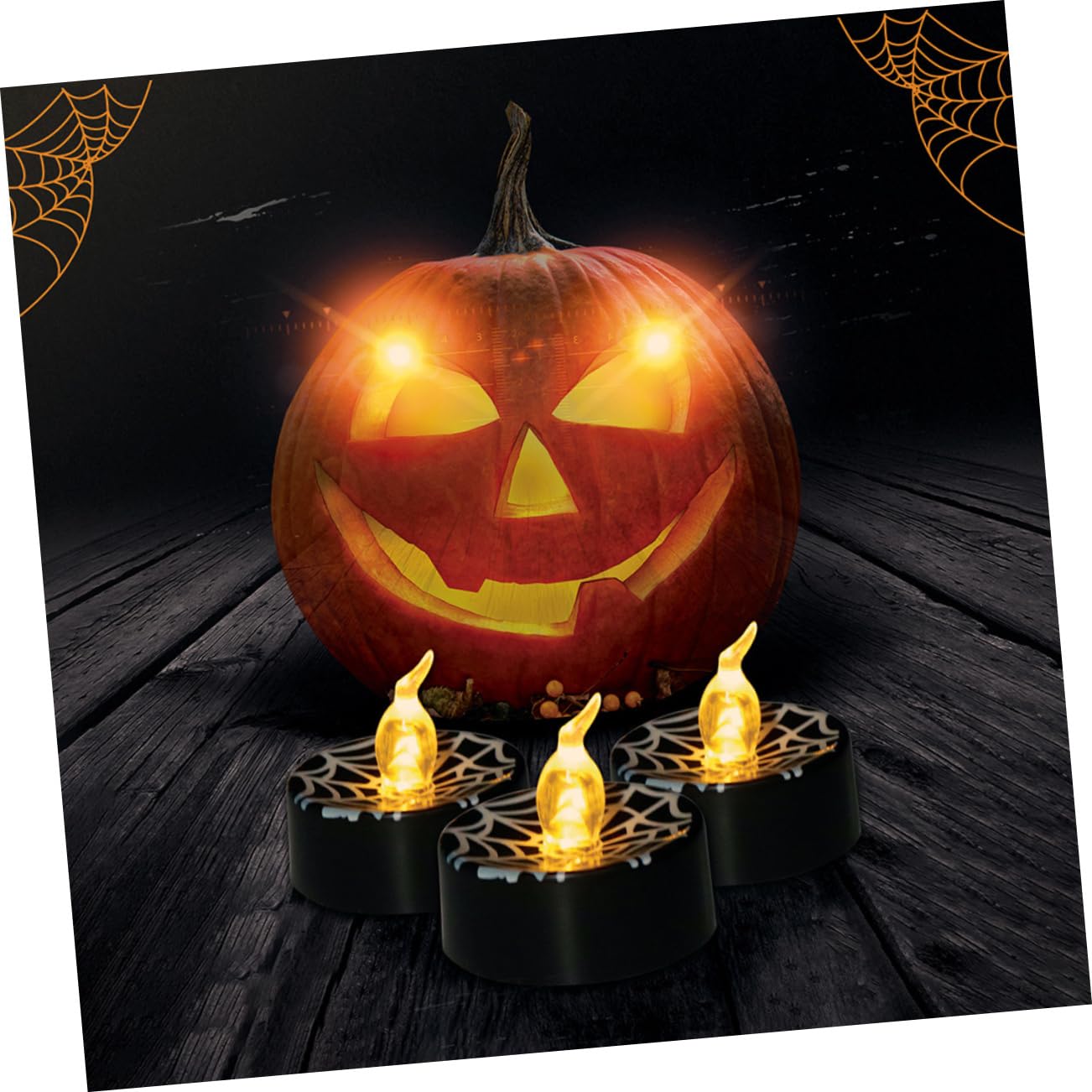 Kiimiipa 6 candele a forma di ragno, decorazioni di Halloween, luci a forma di zucca, candele a LED a batteria, per decorazioni per la casa e feste a tema (6