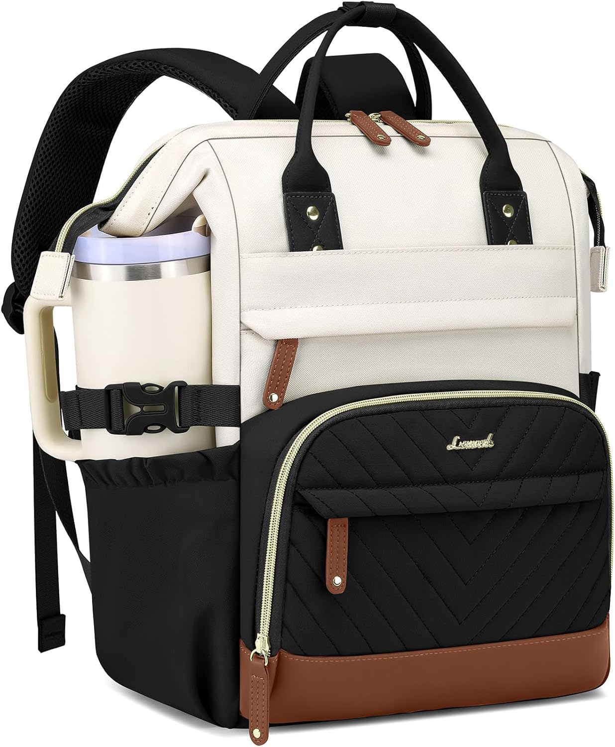 Laptop Backpack for Women School Bookbag: 17.3 Inch College Backpacks with Tumbler Holder Pocket Student Computer Bag for Teen Girls Waterproof Womens Work Backpack for Nurse Teacher Travel Back Pack