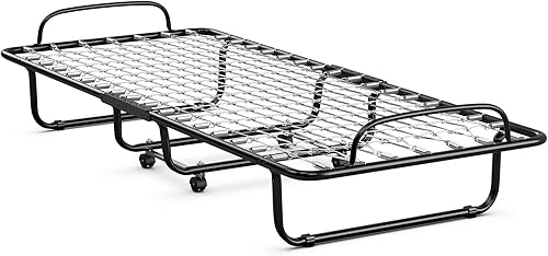 Miniatura 4 de DORTALA Cama plegable de metal plegable, cuna de colchón de espuma viscoelástica con marco de metal súper resistente y resistente, cama de invitados