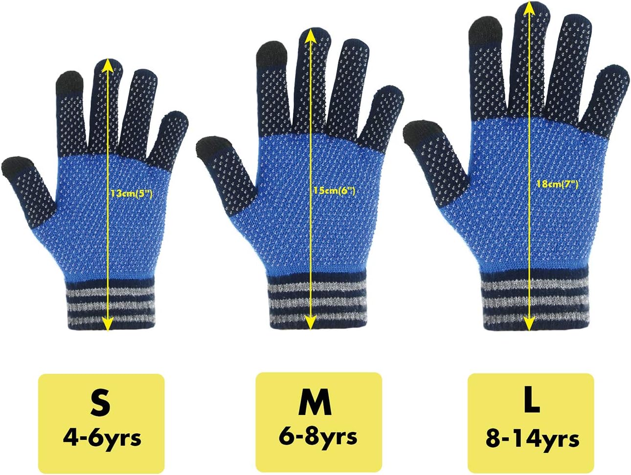 MIG4U Kid's Winter Gloves Warm Magic Stretch Knitted Glove for Children Teens Boys 3/6 pairs