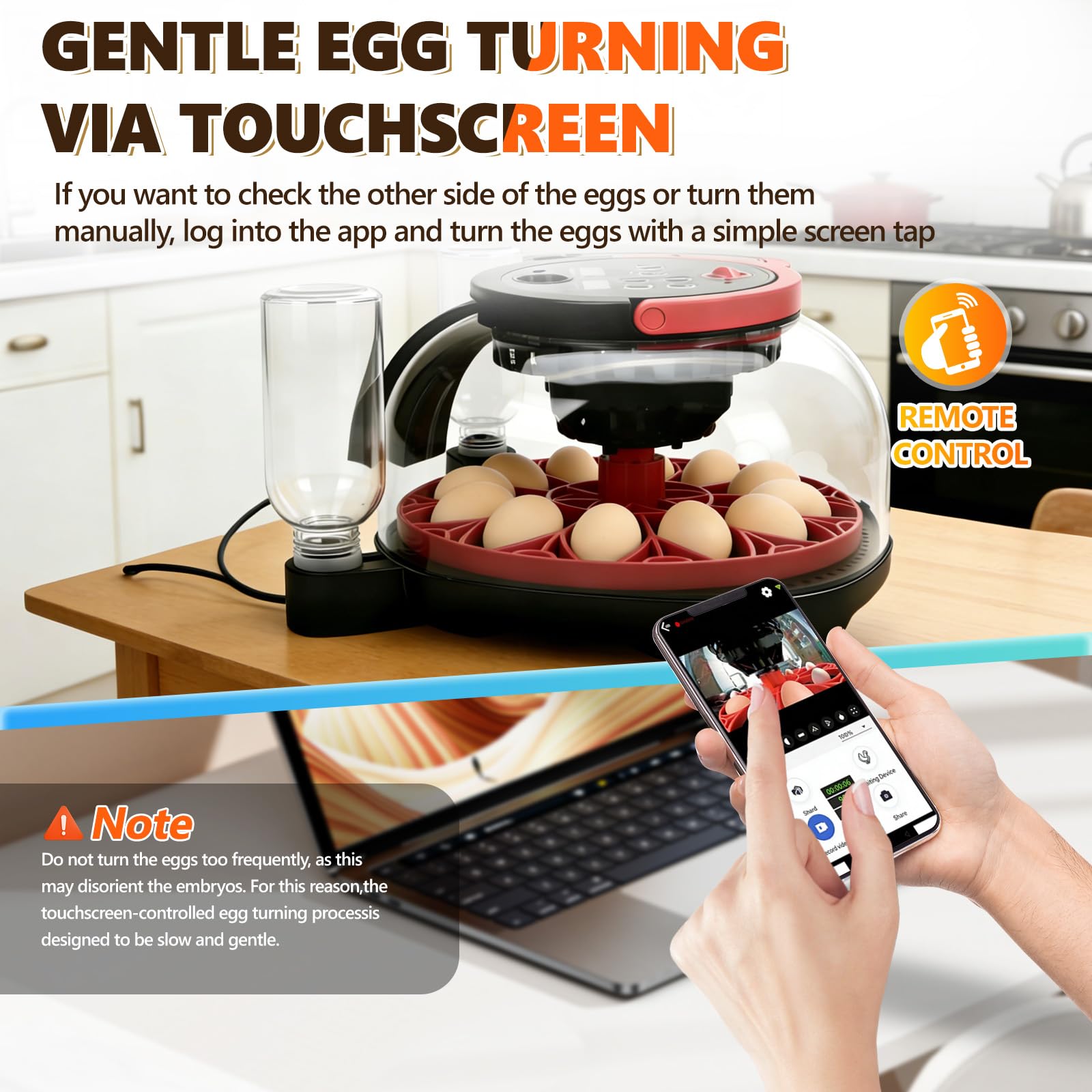 Incubatrice per Uova Automatica, incubatrice 12 uova incubatrice con telecomando rotazione automatica delle uova e controllo dell'umidità e temperatura, lampada per uova di gallina, visualizzazione