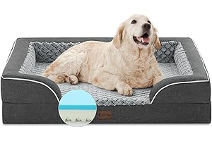 Memory Foam XL Dog Bed with Bolsters - Cooling, Waterproof, Orthopedic Dog...