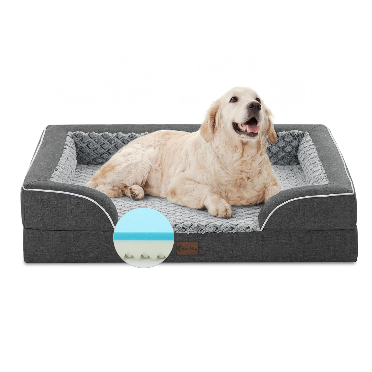 Orthopedic XL Dog Bed for Extra Large Dogs, Waterproof Memory Foam Dog Beds with Sides, Non-Slip Bottom and Egg-Crate Foam Big Dog Couch Bed with Removable Washable...