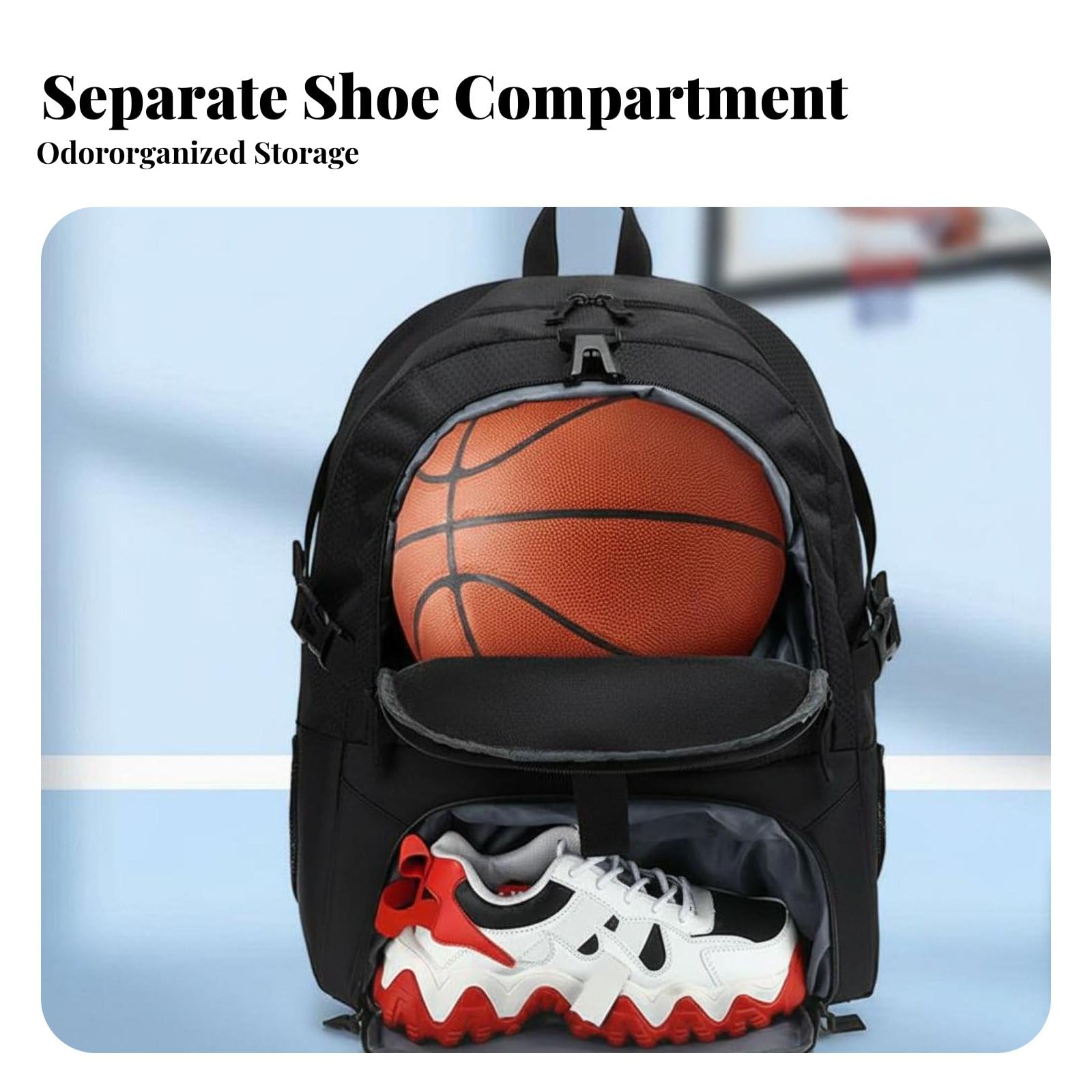 Borsa Sportiva Zaino Palestra Sacca Viaggio Sacca Scarpe Struttura Organizzata Nylon Oxford Porta Palla Scomparto PC Resistente All’umidità Adatta per
