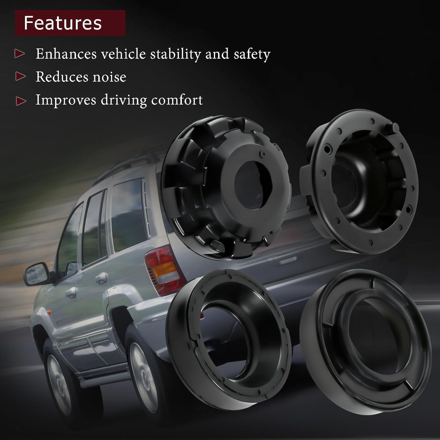 Jusees 52088257 Front Upper & Lower Coil Spring Isolators Kit Compatible with Jeep Grand Cherokee WJ/WG 1999-2004 Replace 52088401 K160040 K160041 Coil Spring Insulators