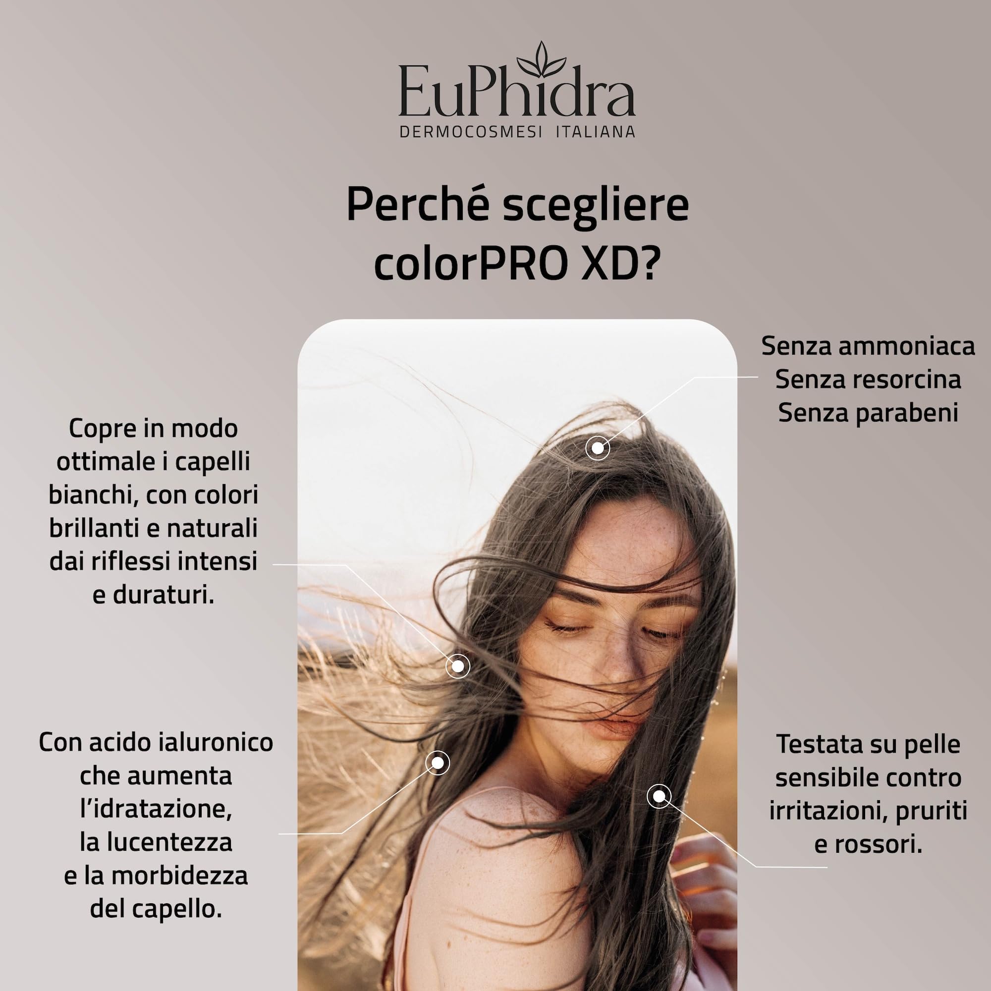 Euphidra - ColorPro XD 300, Castano Scuro, Colorazione Permanente con Acido Ialuronico, Idrata in Profondità, per un Risultato Professionale