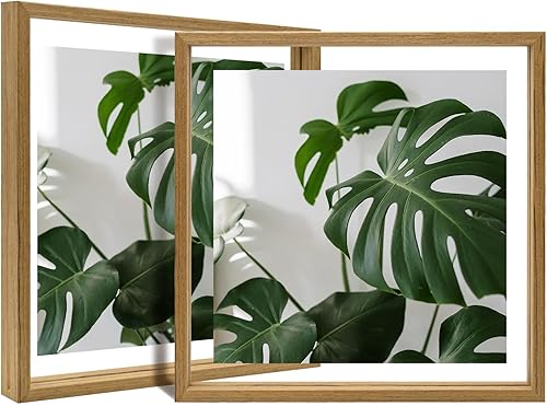 Miniatura 72 de Egofine Juego de 2 marcos flotantes de 8 x 10 pulgadas, marco de fotos de plexiglás doble, hecho de madera maciza, fotos de cualquier tamaño de
