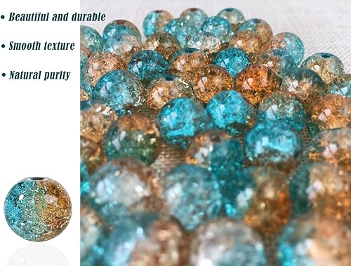Miniatura 2 de 100 cuentas de vidrio agrietado de 0.394 pulgadas para hacer joyas, cuentas espaciadoras redondas, cuentas acrílicas para manualidades, cuentas a