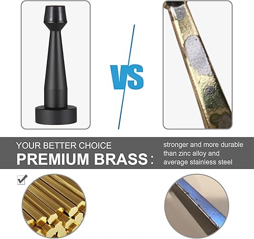 Miniatura 5 de Tope de puerta negro, protector de pared decorativo de latón macizo, tope de puerta resistente con punta de parachoques de goma para protección de