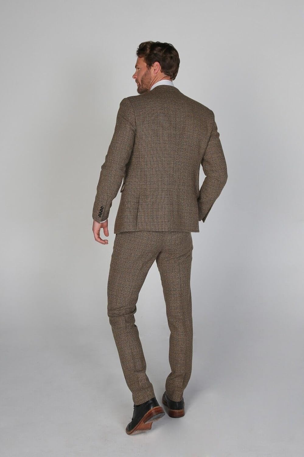Men’s Tweed-Like Brown Tailored Fit Suit, 3 Piece Formal Set Sold Separately
