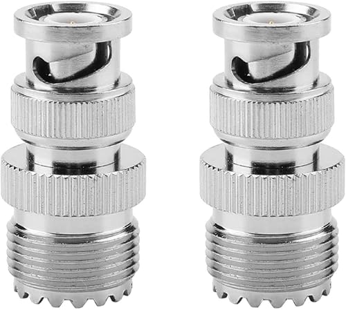 2Pcs RF Coaxial Coax BNC Male Plug to UHF SO239 PL-259 Female Jack Cable Connector