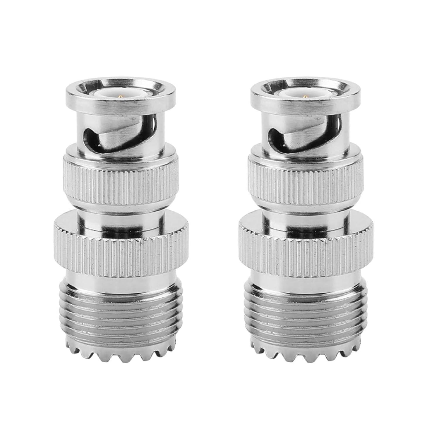 2Pcs RF Coaxial Coax BNC Male Plug to UHF SO239 PL-259 Female Jack Cable Connector