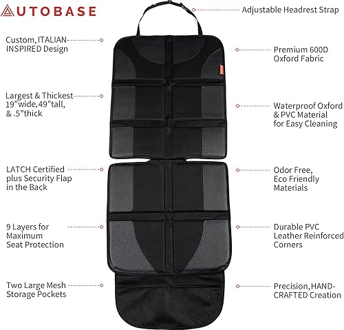 Miniatura 6 de Autobase Protector de asiento de automóvil para asiento de automóvil infantil  Protector de asiento trasero impermeable más grande y grueso para