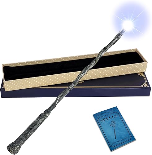 Miniatura 7 de ChampWe Varita Mágica de Mago Luminosa Recargable Juguete Iluminador para Niños Colección de Bruja Accesorios de Cosplay con Libro de Hechizos y Hoja