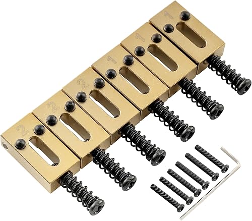 Miniatura 32 de Musiclily Sillas de puente de guitarra de latón ultra de 0.413 in, sillín de puente de trémolo para Fender Telecaster Tele Stratocaster Strat ST TL