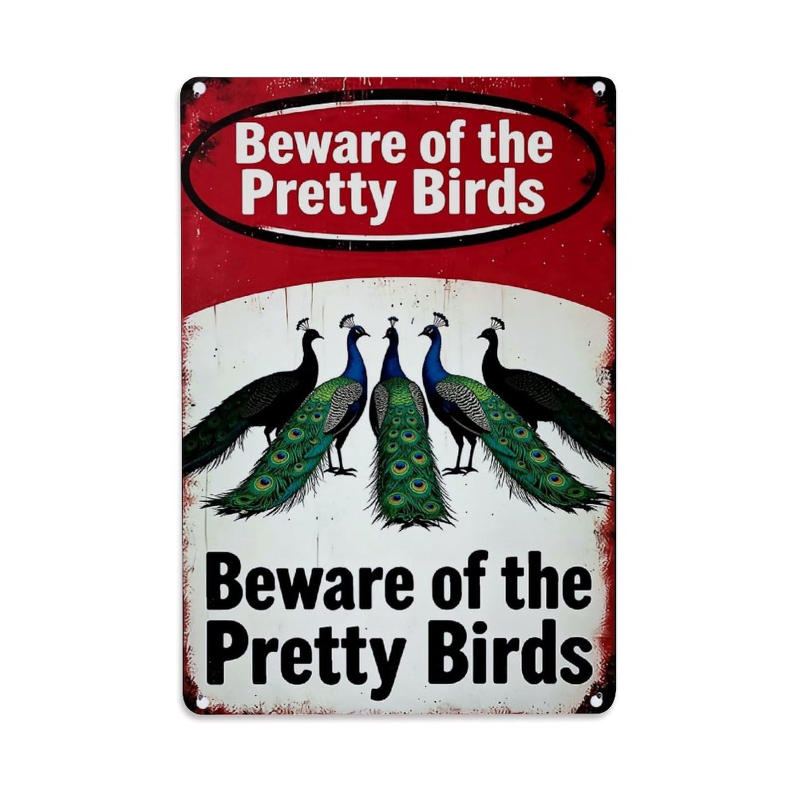 Nestemfo Vintage Beware Of The Pretty Birds Tin Sign Metal Sign, Living Room,Bar, Home, Bedroom Wall Decor,Retro Metal Poster 8X12 Inches