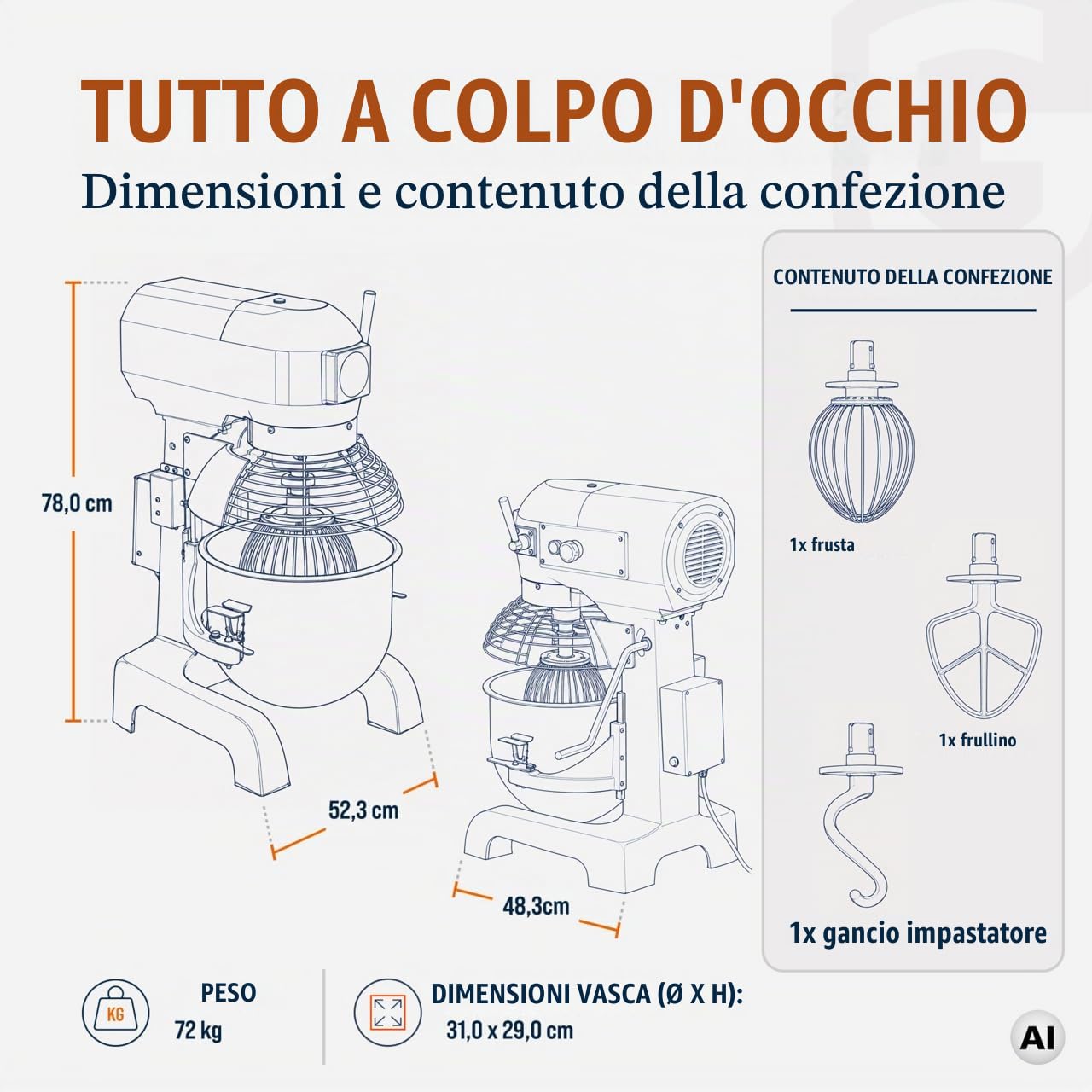 GastroHero Agitatore planetario ECO 20 litri | Forniture per la ristorazione