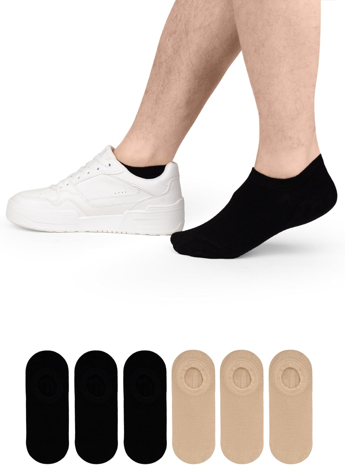 Hugh Ugoli Men Bamboo No Show Socks, Non Slip, Soft,Thin, Low Cut, Seamless Toe, Shoe Size: 11-13/8-11 6&12 Pairs