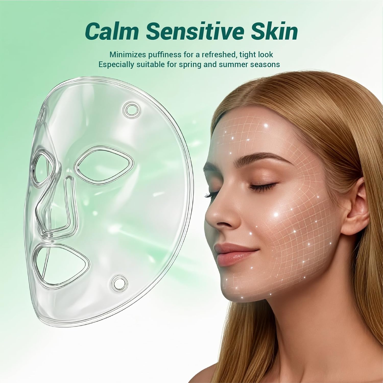 Red Light Therapy for Face-LED Face Mask Light with Cooling Ice Compress Therapy for Anti-Aging, Wrinkle, Acne and Skin Rejuvenation, 4 Light Modes with 850nm NIR,276 LEDs, Gifts for Women/Men, FDA