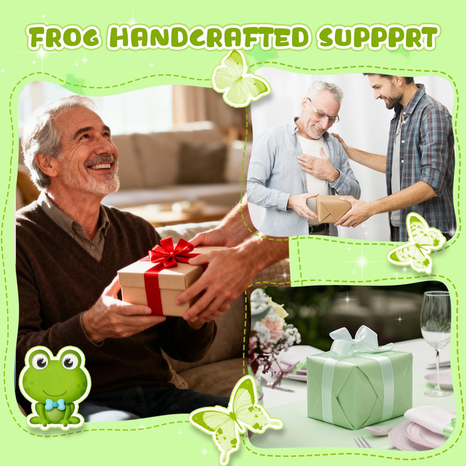 Birthday Gift for Dad from Daughter Son,Handmade Crochet Frog Figurine, Cute Frog Decor with I Hoppin' Love You Card,Fathers Day Dad Gifts
