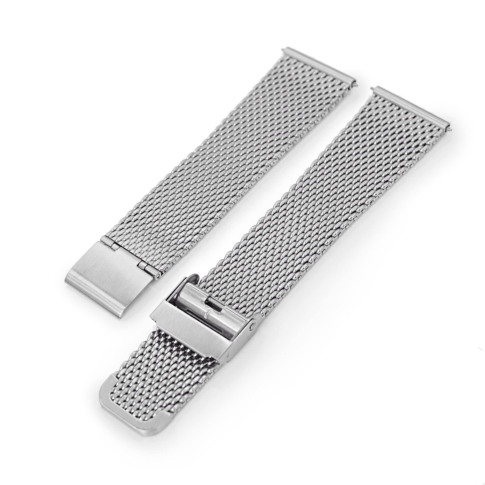 MiLTAT Bracelet de montre en maille milanaise à dégagement rapide brossé 19 mm