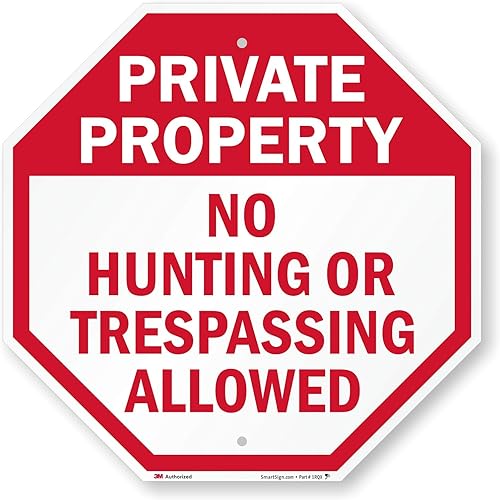 SmartSign Letrero de "Propiedad privada - No se permite caza ni tropiezo" | Aluminio reflectante de grado de ingeniero 3M de 18 x 18 pulgadas