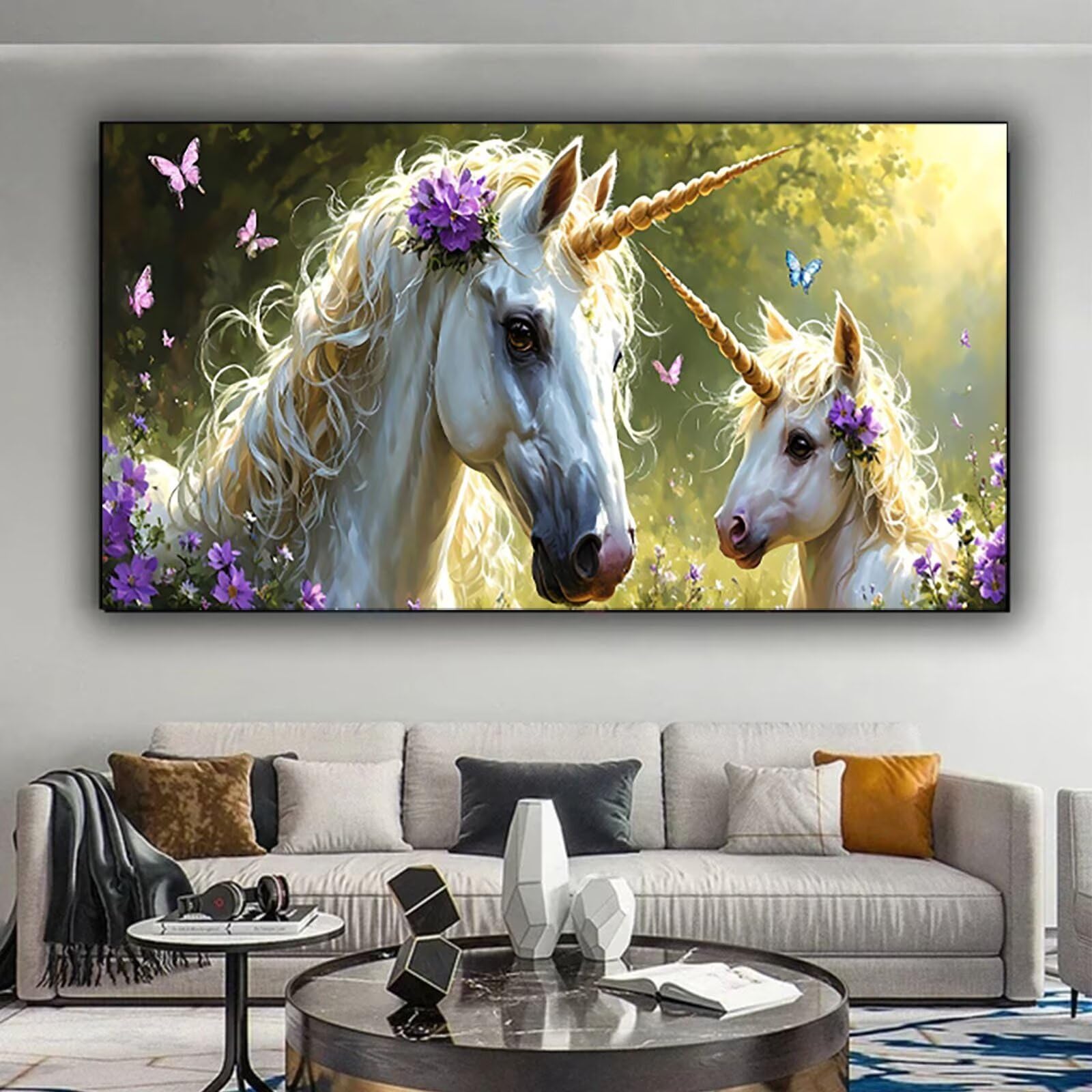 Malen nach Zahlen Kinder Schmetterling, Malen Nach Zahlen Erwachsene Geschenke Home Wand Dekor Bastelset, Malen nach Zahlen Einhorn | Malen nach Zahlen Ohne Rahmen (60x120cm) Bastelset Erwachsene P-D