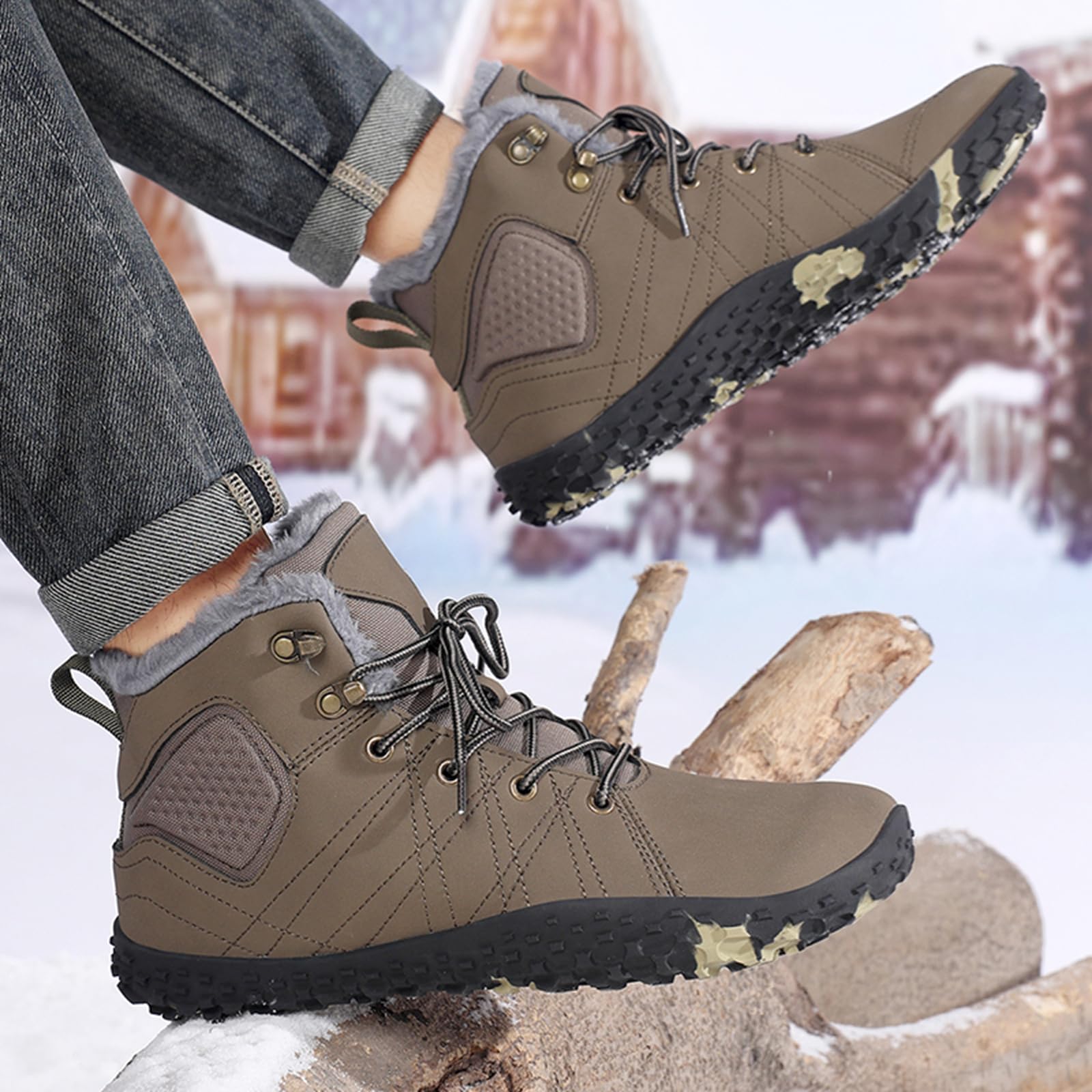 Męskie buty zimowe, buty trekkingowe z futrzaną podszewką, zimowe buty na co dzień i do aktywności na świeżym powietrzu