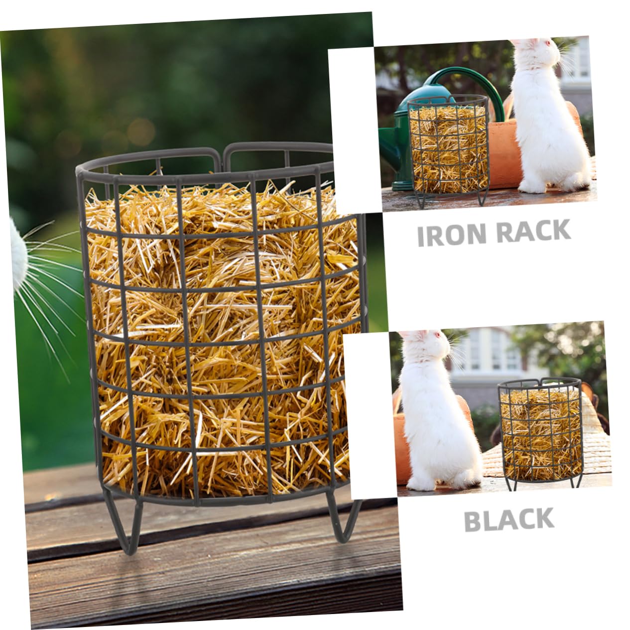 Toddmomy Distributeur de Foin en Fer Noir pour Lapins et Chinchillas, Mangeoire Stable et Solide, Lot de 2 Pièces pour Usage Quotidien en Cage