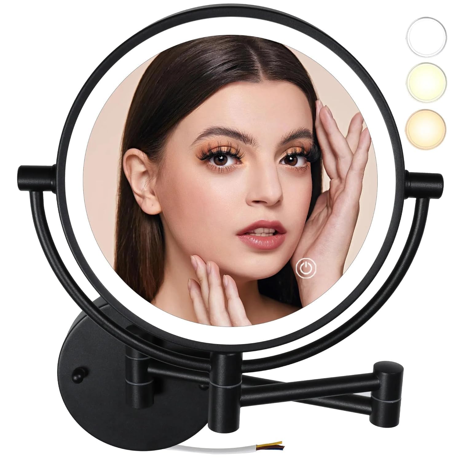 RFV1 Brass Dual Side Round Mirror for Bathroom 360° Swivel with Zoom View | Magnifying Shaving Makeup Vanity Mirror Wall Mounted | (Chrome)