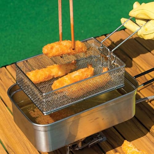 Miniatura 8 de Cuchara de acero para refrigerios - Mini cesta para servir  Soporte plegable para alimentos con base de malla de alambre, agarre resistente al calor