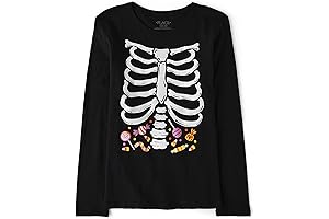 Girls' Halloween Skeleton Candy Glow T-Shirt