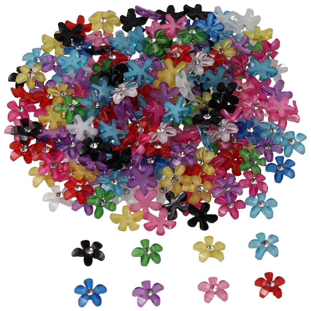 Flores de resina con diamantes para personalizar fundas de móvil y diademas infantiles