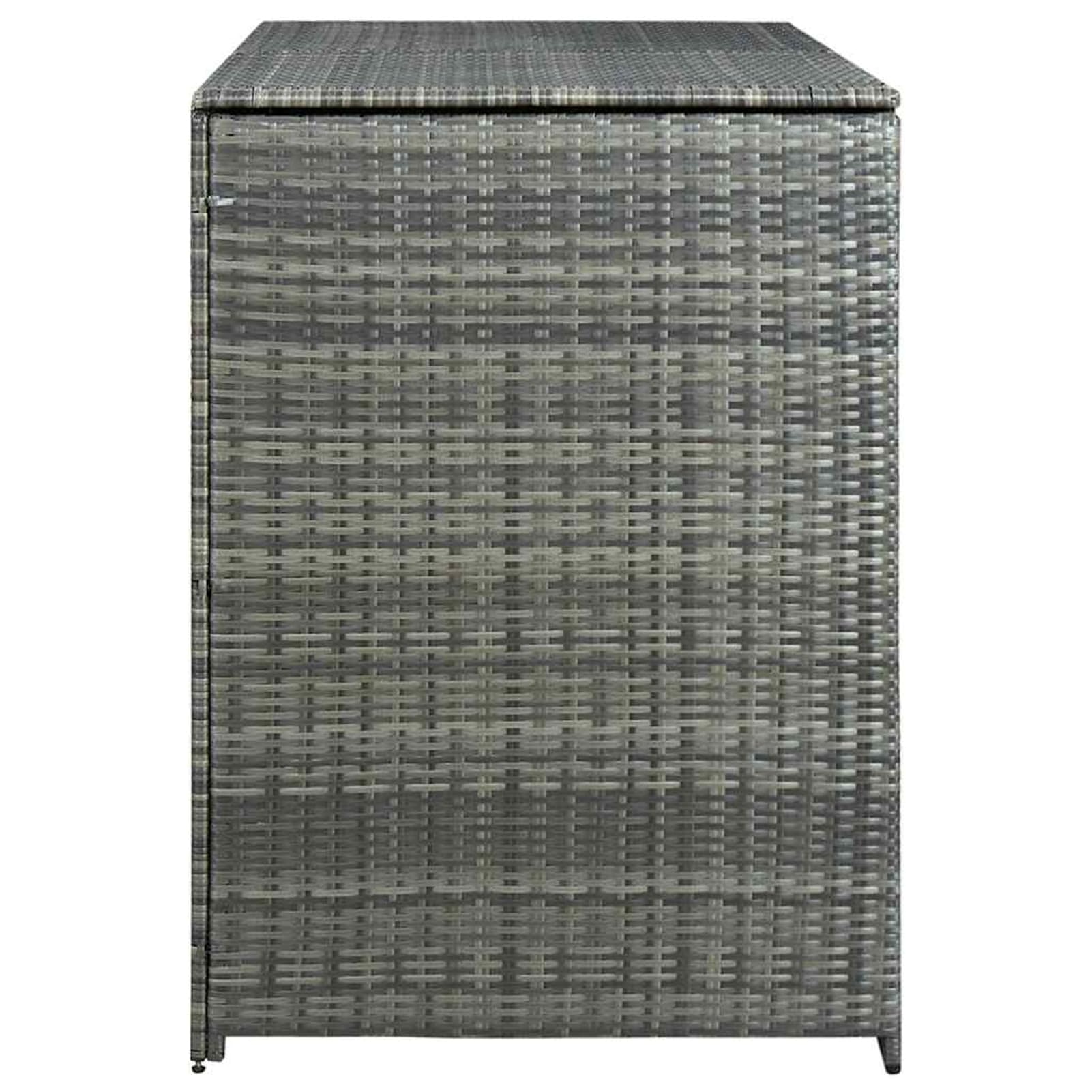 Gecheer Mülltonnenbox für 2 Tonnen Poly Rattan Anthrazit 148×77×111 cm mit Deckel und Schließsystem für Gartenlagerung