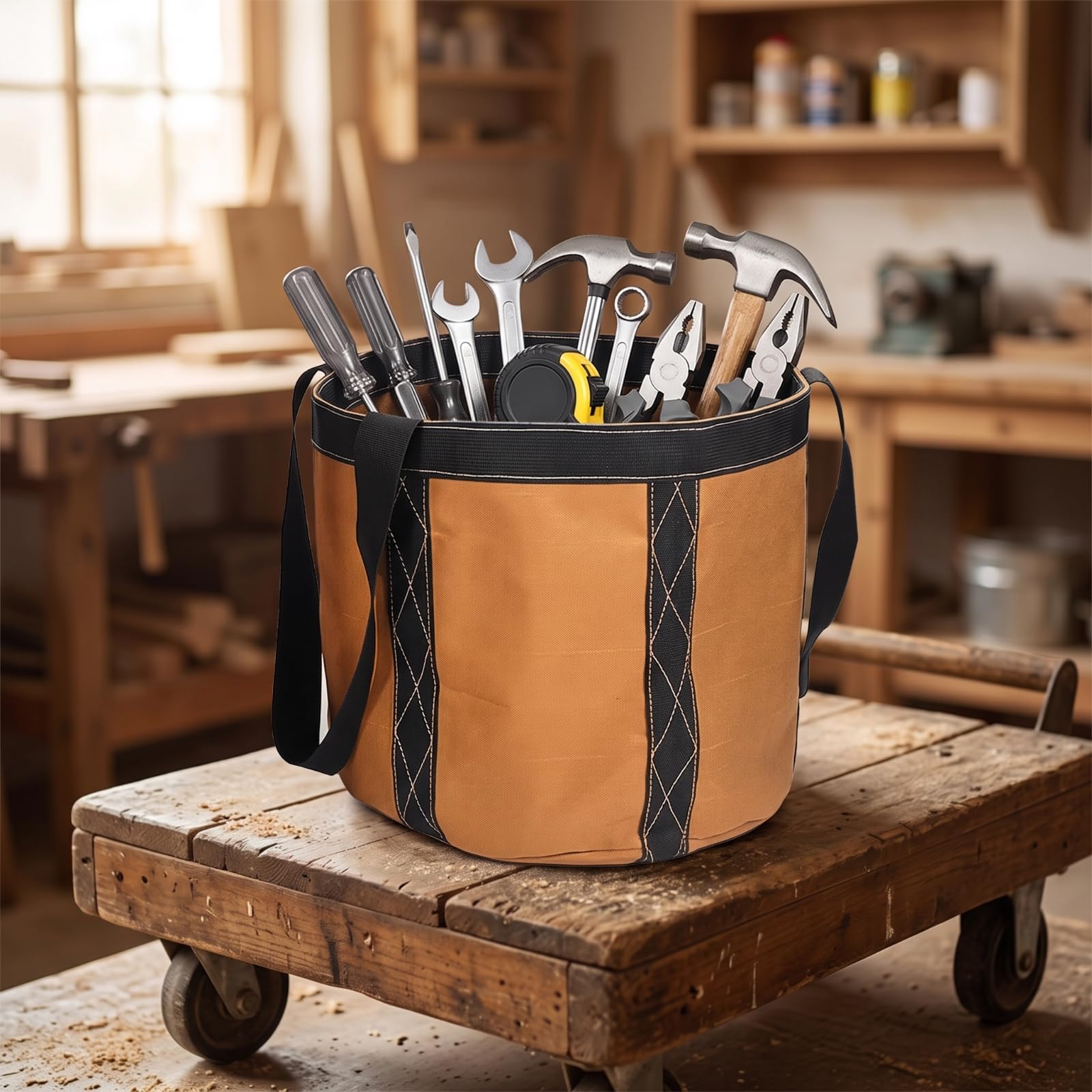 LOVIVER Borsa in ssuto Oxford Organizzato | Struttura Rigida Auton, Borsa Attrezzi con Manici, Resisn all'Usura, per Giardino, Giardinieri, 35x30cm