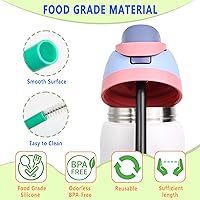 Vista 4 de 6 popotes de repuesto para botella Owala FreeSip de 40 onzas, popotes de plástico reutilizables con cepillo limpiador de limpieza para botellas