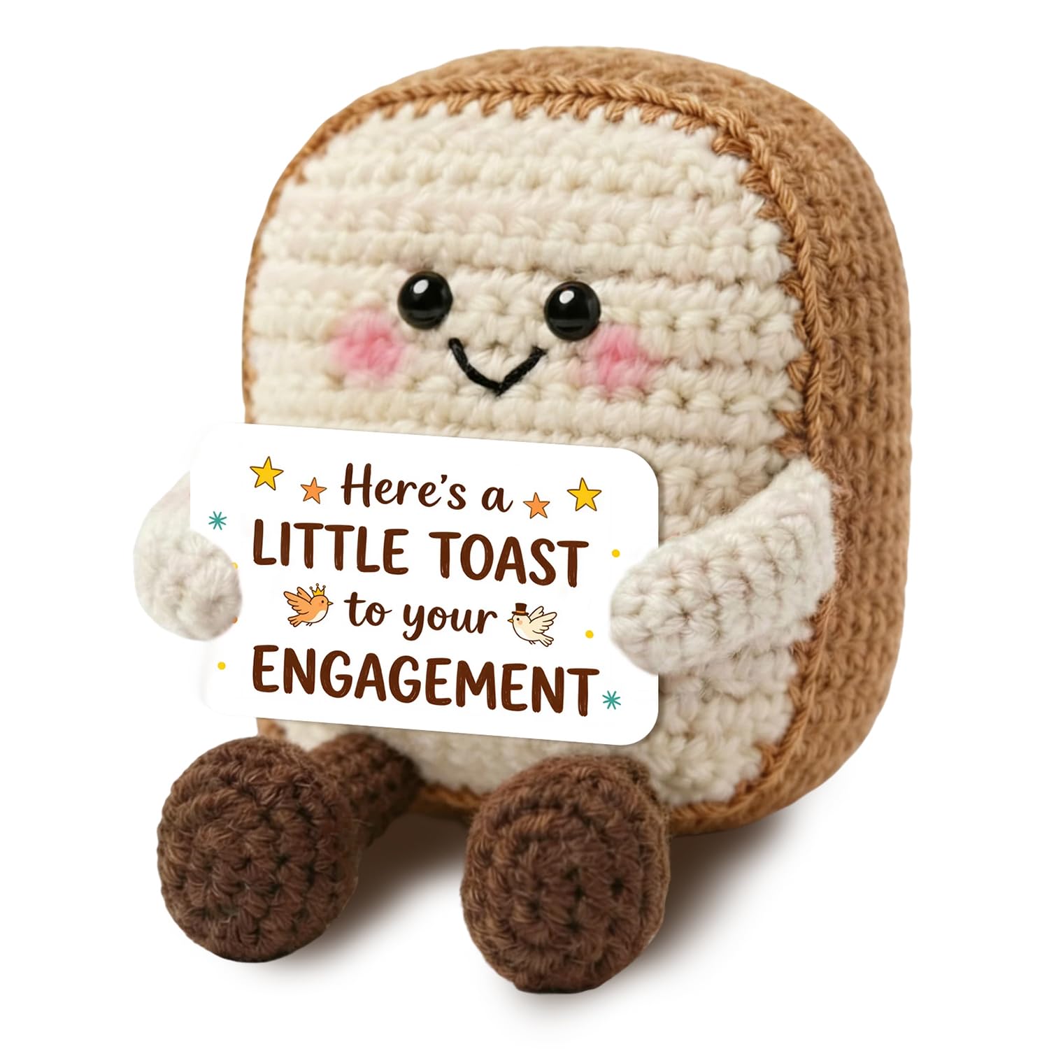 Cumnvulnt Heartfelt Engagement Present – Handmade Yellow Crochet Toast, Sweet Engagement Gifts for Couples, Charming Engaged Decorations for Home & Loved Ones