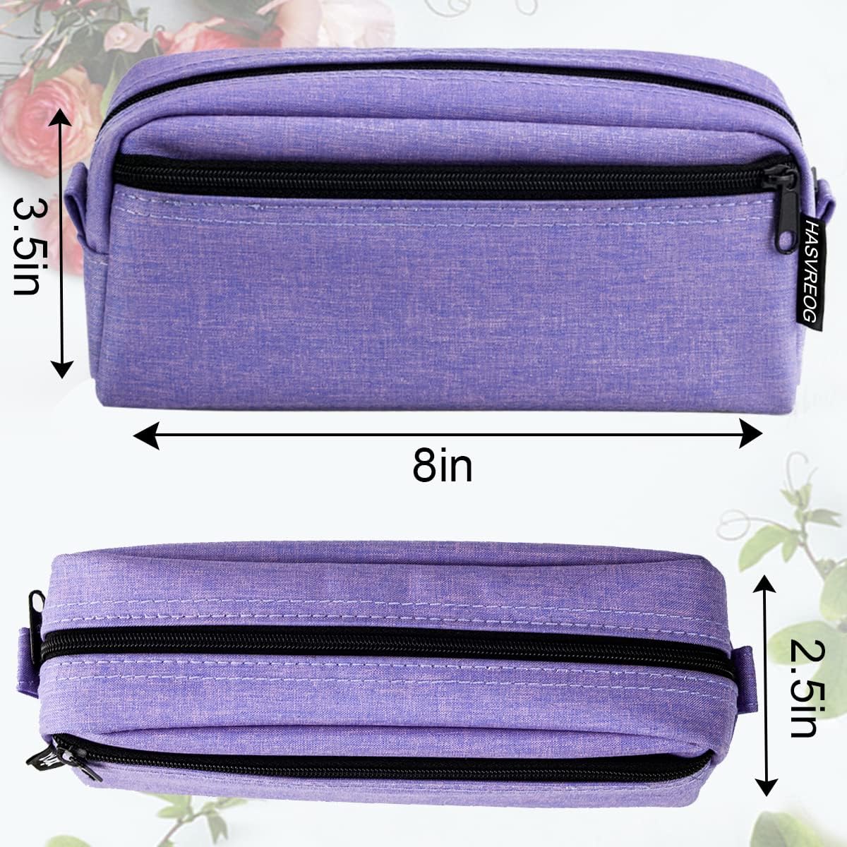 HASVREOG Big Capacity Pencil Case Large Capacity Pen Bag for Students Stationery Pouch Pencil Box Desk Organizer with Smooth Zipper Portable Pencil Pouch for School Office Supplies(Purple) - Image 3