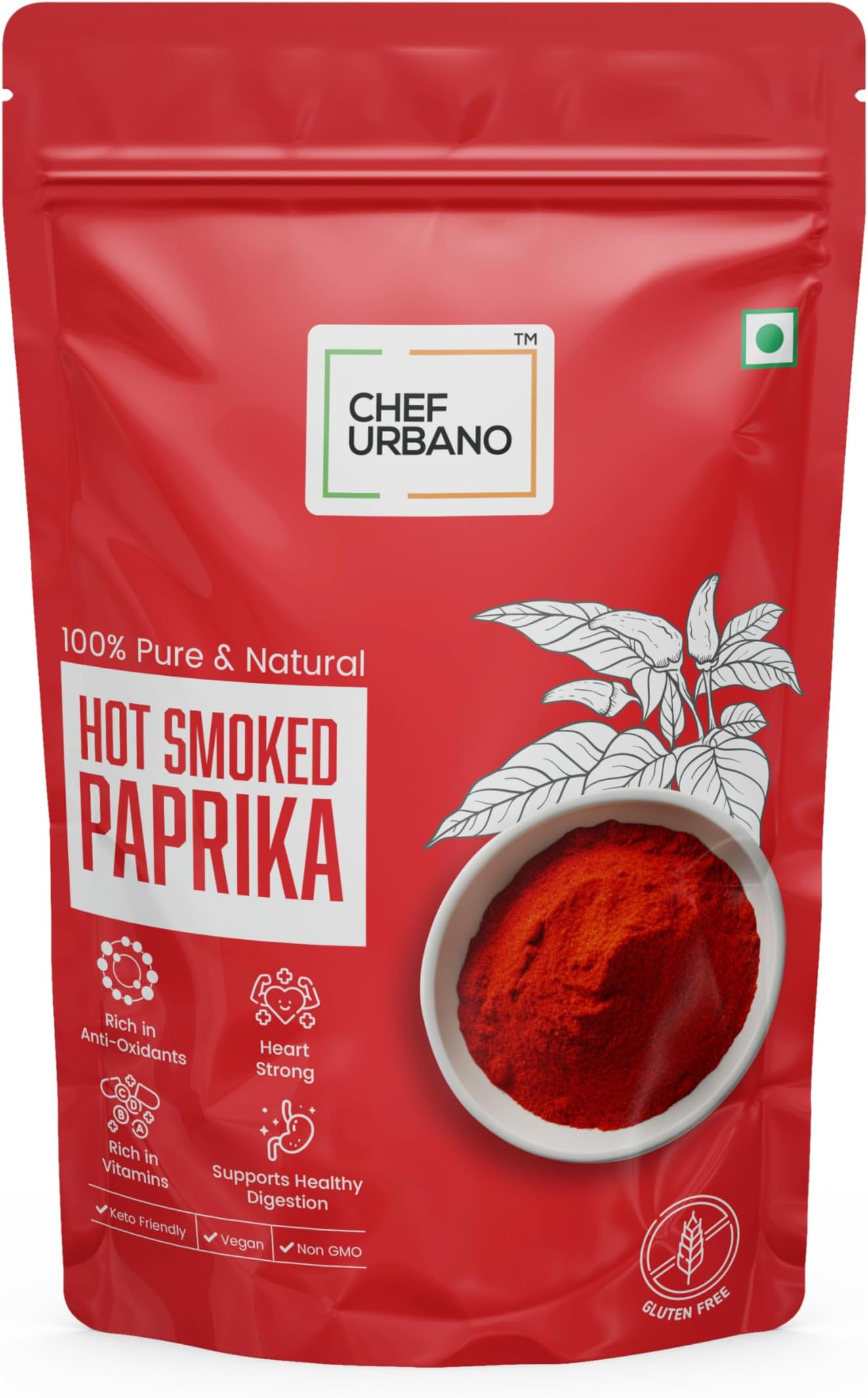 Chef Urbano Smoked Paprika Hot 250g | Produce of Spain | Pimentos | Smoky Flavour | No Artificial Colours | No Preservatives | Vegetarian | 100% Pure & Natural