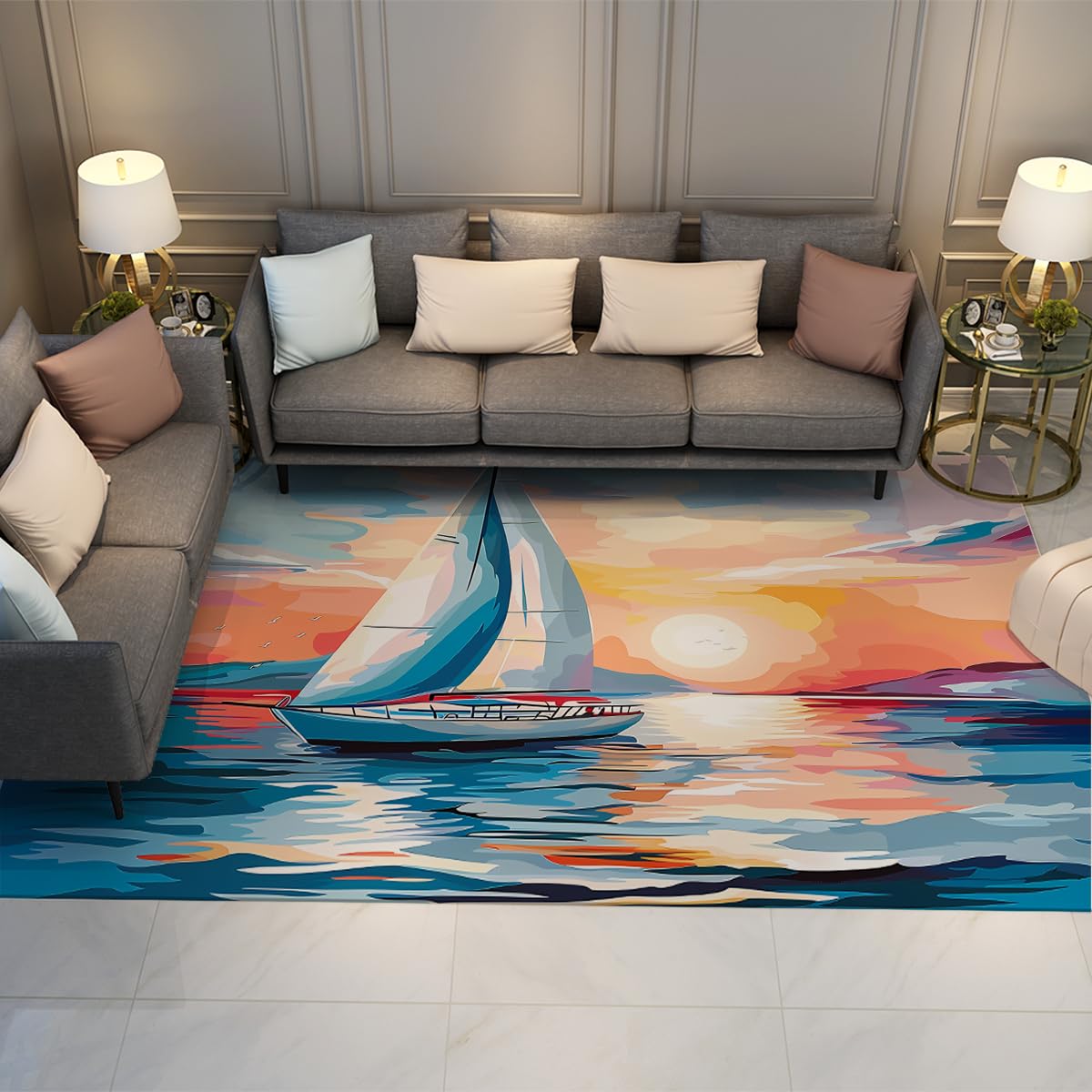 Tapis de chambre doux lavable en machine et résistant sans pli