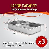 Vista 3 de Elite Gourmet EWM-6171 - Servidor de buffet con control de temperatura, calentador de alimentos, 3 bandejas triples de 2.5 cuartos de galón, tapas