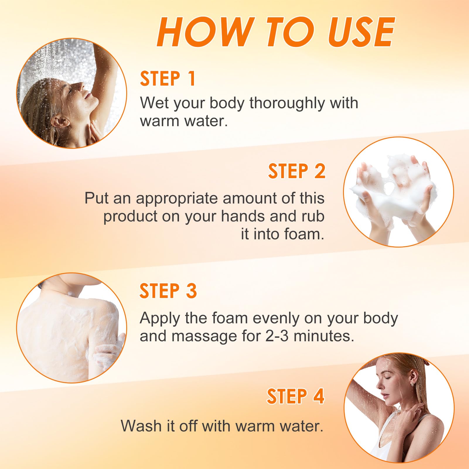2 Persimmon Body Wash,Gel de Ducha de Caqui,Jabón Corporal de Caqui y Té Verde,Gel de Baño de Limpieza Profunda Hidratante Natural Eliminador de Olores — view 4