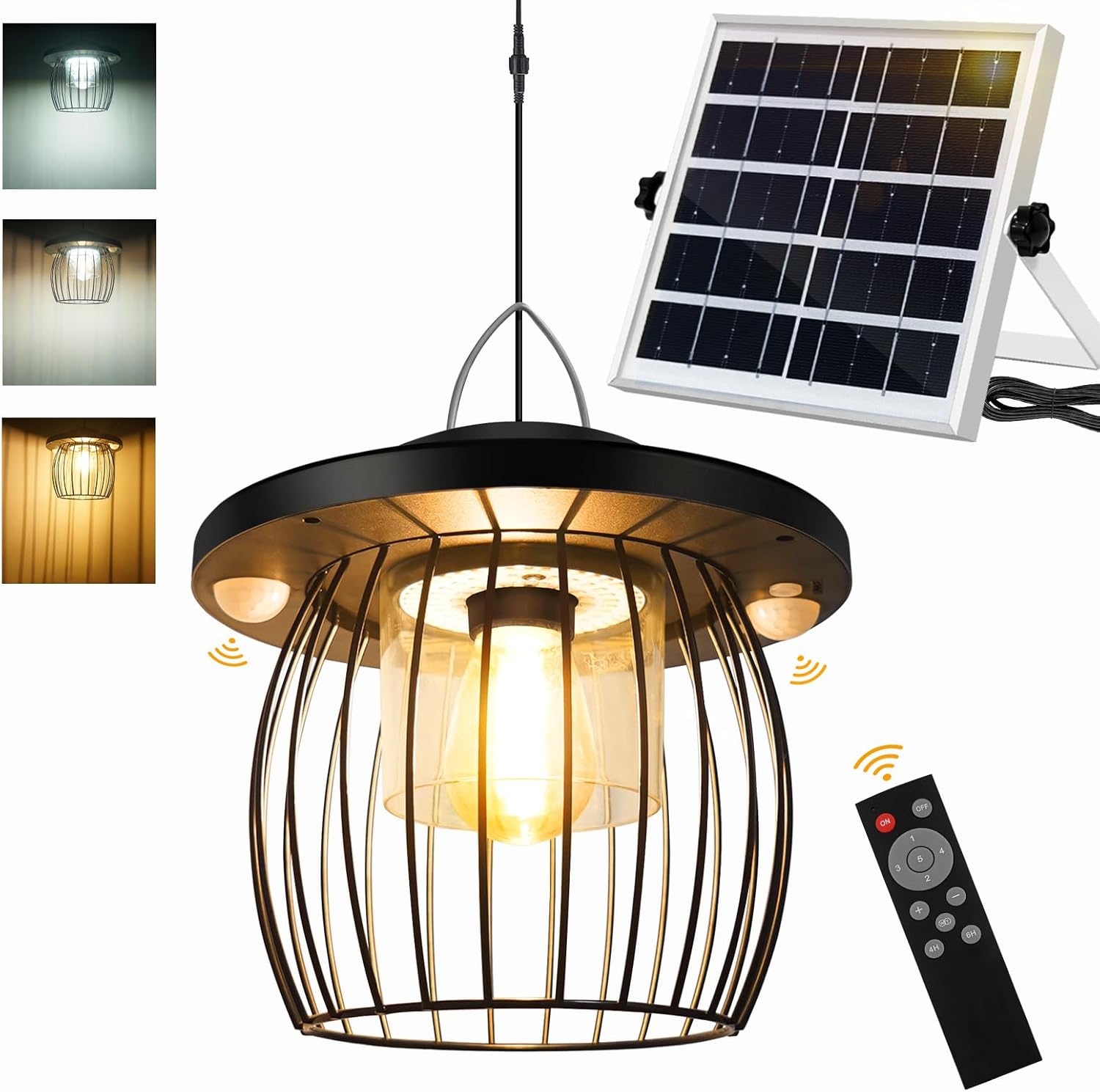 Photo voltaic Pendant Lights for Outside and Indoor,Photo voltaic-Powered, Movement-Activated, Distant-Managed, 5 Lighting Modes, Heat/Cool White, Weatherproof,Perfect for Sheds, Garages, Patios, Gardens, and Barns