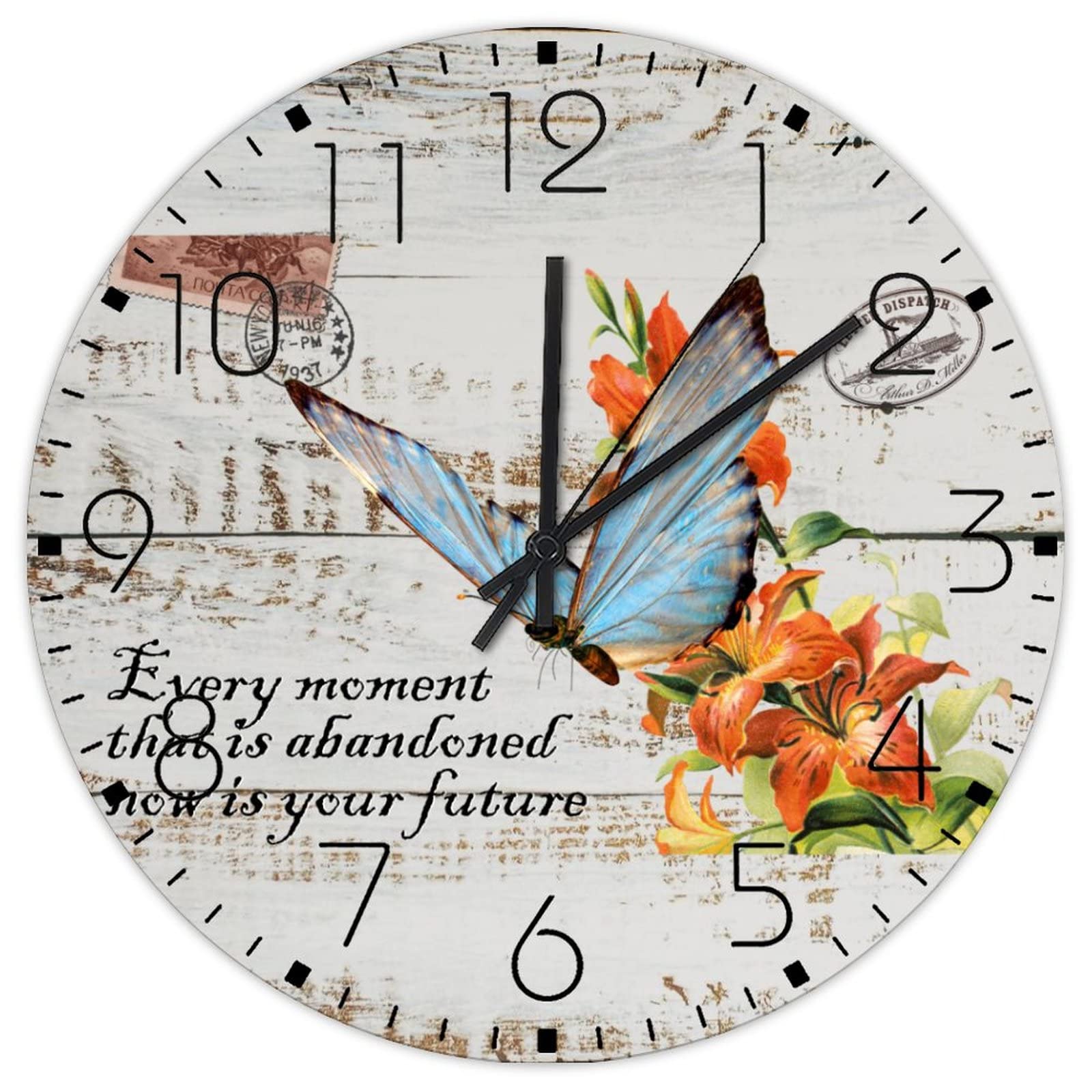 Horloge murale bohème en bois pour décoration de salle de bain