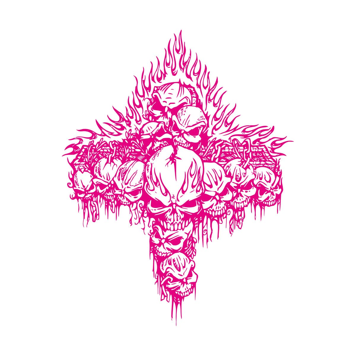 Wall Stickers Cross Fire Skeleton Skull Bones Death Cemetery 54x72.2cm It Won't Fall Off Large Rosered — image 1