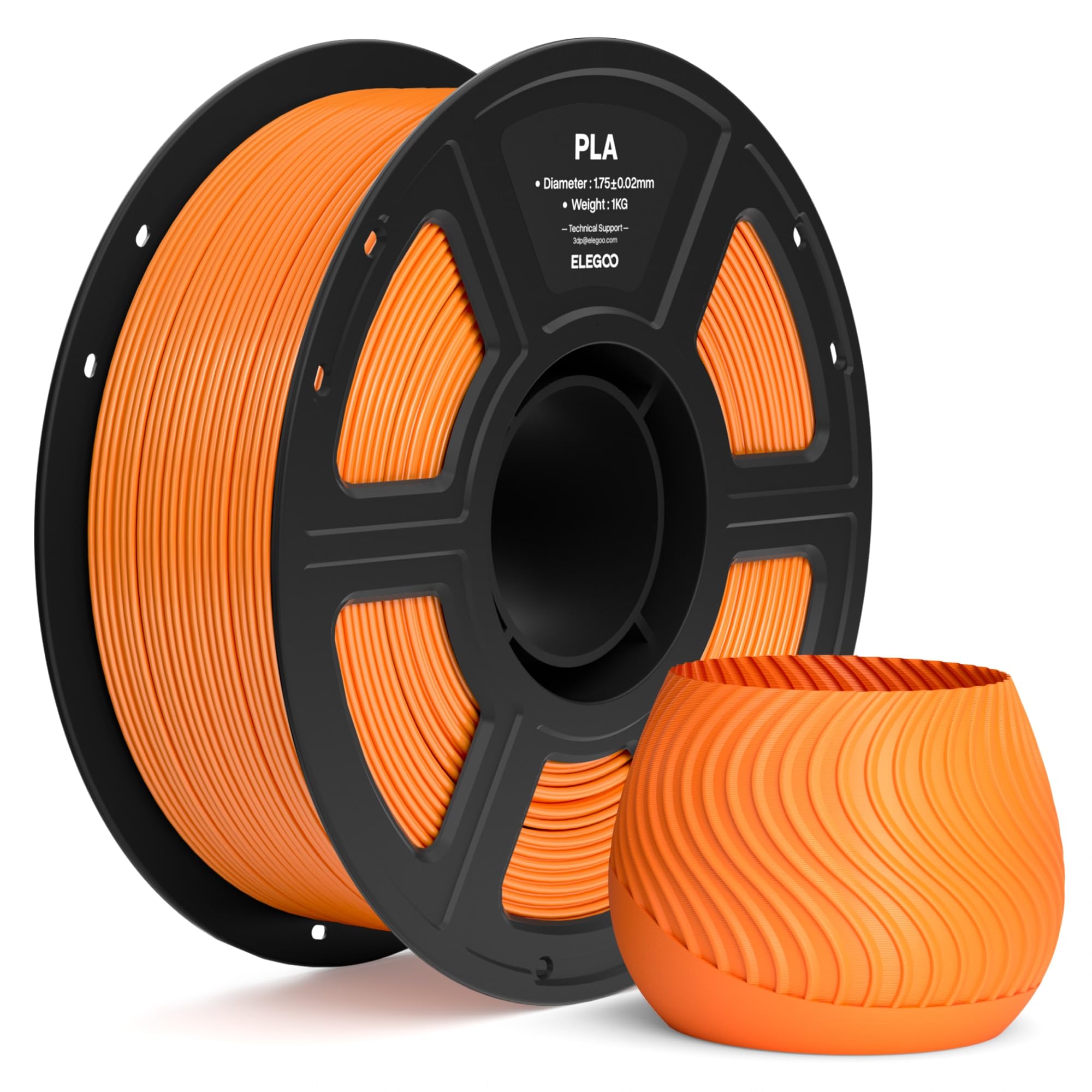 ELEGOO PLA Filament 1.75mm Orange 1KG, 3D Printer Filament Dimensional Accuracy +/- 0.02mm, 1kg Spool(2.2lbs) Fit Most FDM 3D Printers-image-44