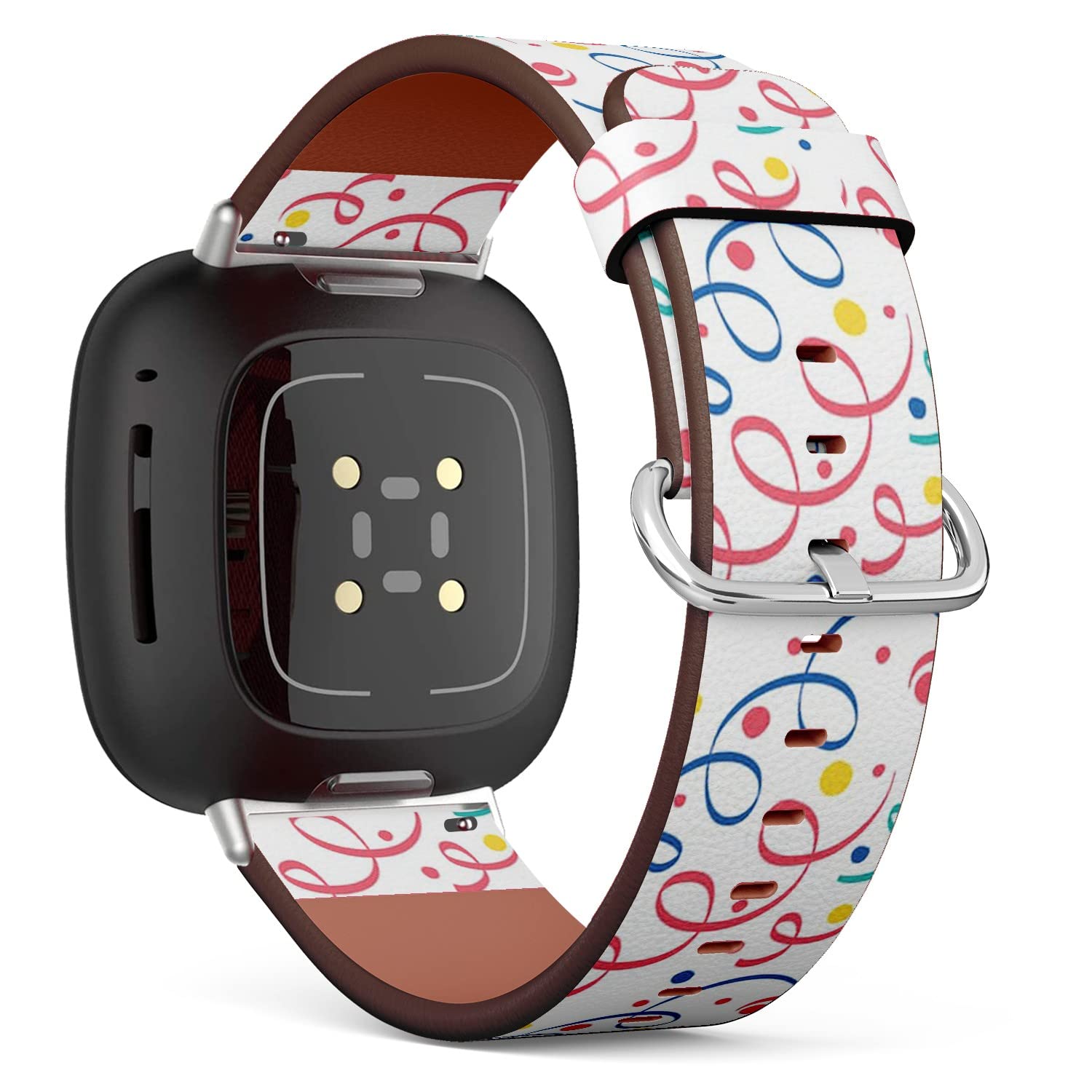 CJBROES Replacement Leather Watch Band, Compatible with Fitbit Versa 3 and Fitbit Sense of Wristband Bracelet Accessory - Simple Serpentine Confetti
