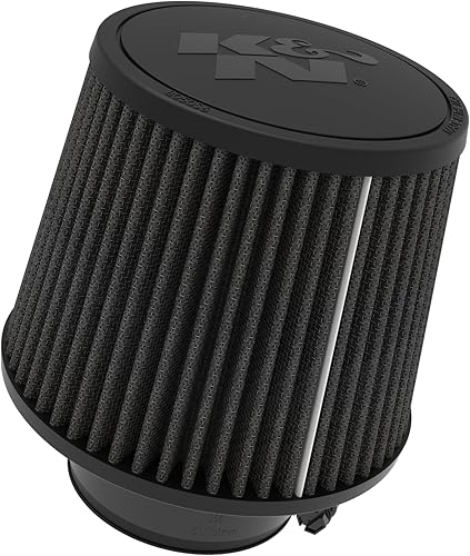 K&N Filtro de aire universal con abrazadera seco sintético, lavable, sin aceite, filtro de motor de repuesto diámetro de la brida 3 pulgadas, altura